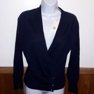SOLD* NWT*TORY BURCH** Navy Blue Low Cut Cross Sweater